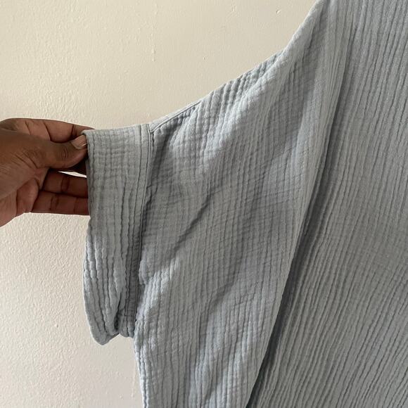 Madewell Park Gauze Popover Shirt Womens XL Blue Dusty Pool Casual Basic Cotton - Picture 4 of 8